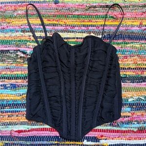 out from under black ruched bustier corset top size small